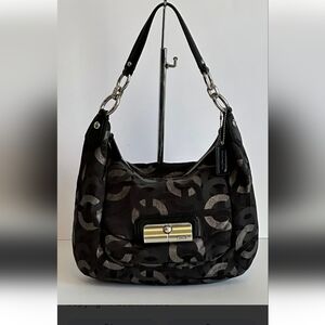 Coach Signature Black and Silver Shoulder Bag